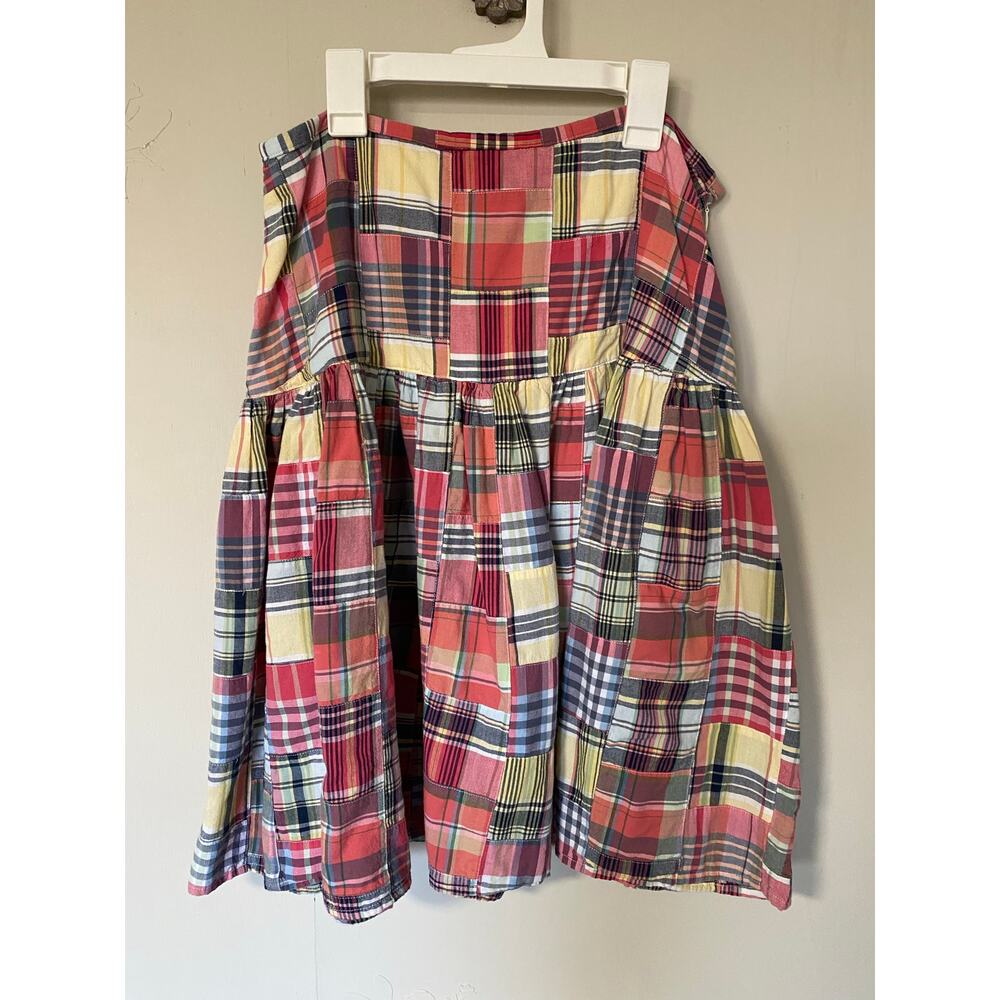 Vintage American Living Madras Plaid Tiered Skirt 6 Y2K Boho Festival Western